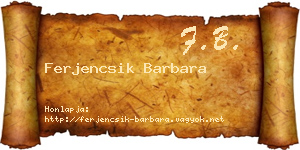 Ferjencsik Barbara névjegykártya